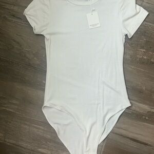 Mango Pop White Short Sleeve Bodysuit XS NEW